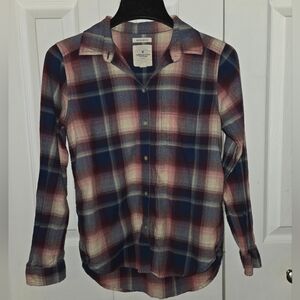 American Eagle Outfitters Womens Casual Plaid Shirt - Blue,Cream,red/pink, Sz XS